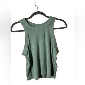 Green Ribbed Muscle Tank Top Sleeveless Size Large